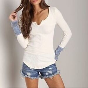 We the free people Kyoto cuff thermal long sleeve knit top size medium